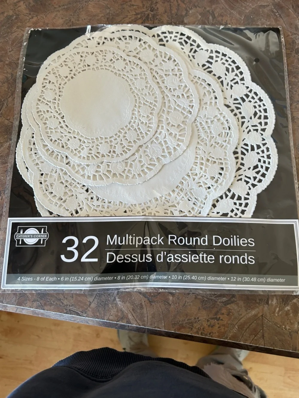 Set of Three Packages of White Round Lace Doilies